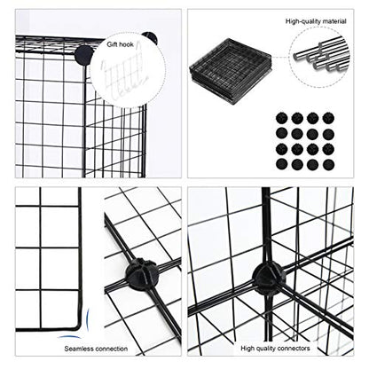 C&AHOME Wire Cube Storage, 8-Cube Organizer Metal C Grids Storage, Storage Bins Shelving, Modular Book Shelf, DIY Closet Cabinet Ideal for Living Room, Home, Office 24.8" L x 12.4" W x 48.4" H Black | Storage Bins Shelving, Modular Shelves, DIY Closet Cab