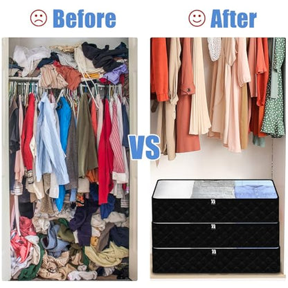 Fixwal Under Bed Storage Bags 4 Pack Underbed Containers for Clothing | Foldable Design, Clear Vinyl Window, Stainless Steel Zipper, Reinforced Handles, Dust-Resistant Under-Bed Use - size: Large, style: 4pcs
