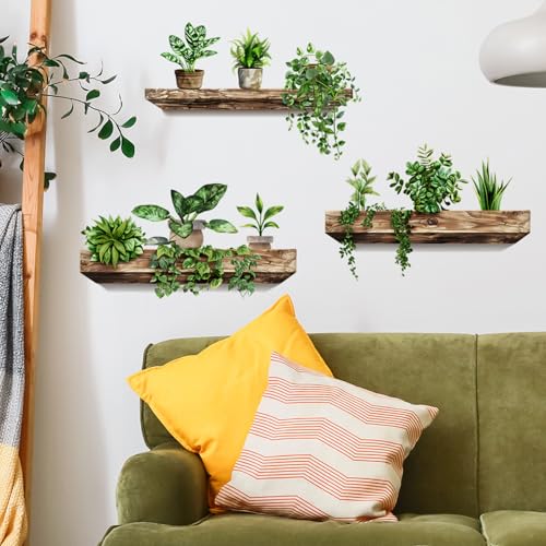 Green Plant Wall Decals 3D Bonsai Tropical Betterfly Wall Sticker Creative Vinyl Peel and Stick Removable Wall Art Decor for Living Room Bedroom Home Office (Green Plant 3) - style: Green Plant 3