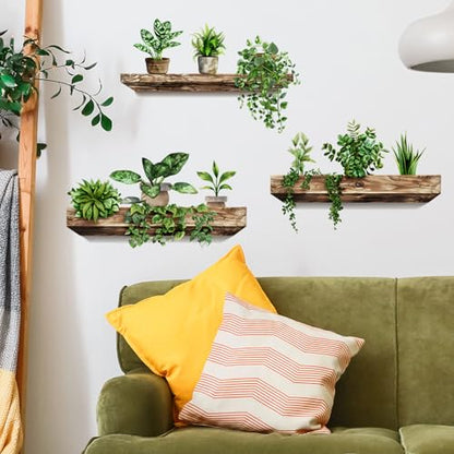 Green Plant Wall Decals 3D Bonsai Tropical Betterfly Wall Sticker Creative Vinyl Peel and Stick Removable Wall Art Decor for Living Room Bedroom Home Office (Green Plant 3) - style: Green Plant 3