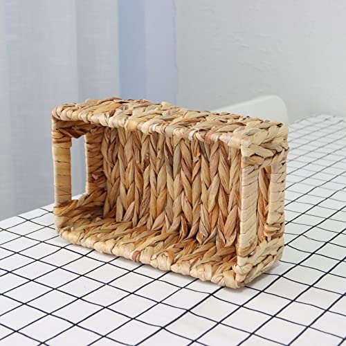 YAHUAN Woven Water Hyacinth Baskets for Organizing, Rectangular Wicker Baskets with Built-in Handles, Small Storage Baskets for Shelves (Water Hyacinth 1-Pack) - color: Water Hyacinth 1-Pack