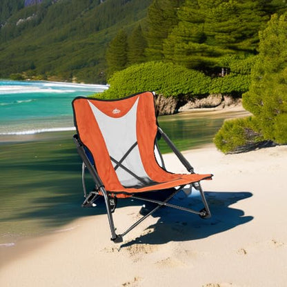 Cascade Mountain Tech Folding Camp Chair for Camping, Beach, Picnic, Barbqeues, Sporting Events with Carry Bag - color: Orange