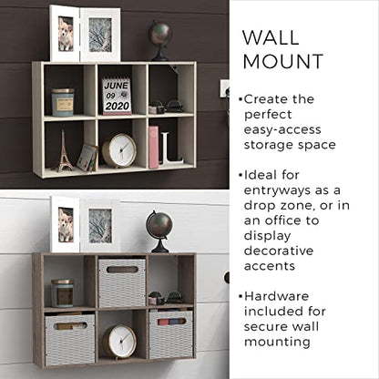 ClosetMaid Mini 6-Cube Desktop or Wall Mount Organizer, Weathered Teak - color: Weathered Teak