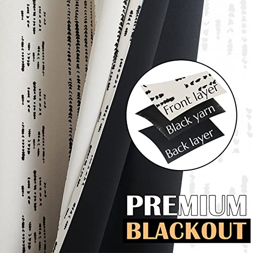jinchan Boho Blackout Curtains 63 Inch Length for Bedroom Living Room | Black on Beige Geometric Grommet Curtains Room Darkening Thermal Insulated Window Treatments 2 Panels - color: Boho | Black on Beige, size: 52"W x 63"L (Pack of 2)