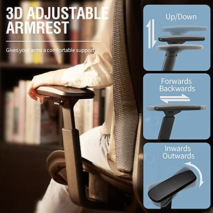 T96 Mesh Office Chair,Ergonomic Computer Desk Chair,Sturdy Task Chair- Adjustable Lumbar Support & Armrests,Tilt Function,Comfort Wide Seat,Swivel Home Office Chair - color: Charcoal