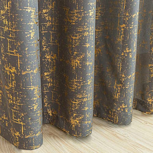 Taisier Home Gold Foil Print Linen Textured Curtains Geometric Dots Pattern Design Curtains for Nursery Toy Room Thermal Insulated Window Treatment 2 Panels 45" L,Dark Grey and Gold Drapes Print - color: Greyish Green/Gold, size: 52"W x 45"L (Pack of 2)