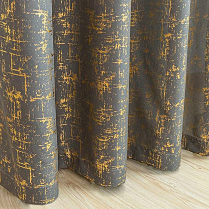 Taisier Home Gold Foil Print Linen Textured Curtains Geometric Dots Pattern Design Curtains for Nursery Toy Room Thermal Insulated Window Treatment 2 Panels 45" L,Dark Grey and Gold Drapes Print - color: Greyish Green/Gold, size: 52"W x 45"L (Pack of 2)