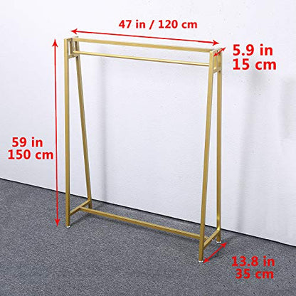 MBQQ Moden Metal Clothes Rack with Clothing Hanging Rack Organizer for Laundry Drying Rack Display Racks Garment Racks,Gold - color: Gold