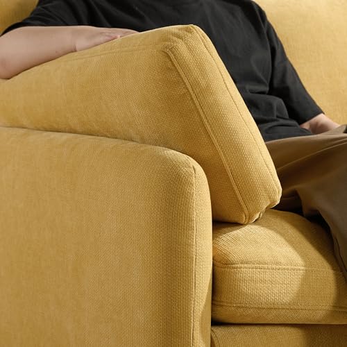Merax 50 x 43 Oversized Chenille Single Sofa Chair,Wide and Deep Seat Accent Chair,Modern Upholstered Comfy Couch with Pillows for Living Room,Apartment,Bedroom,Yellow - color: Yellow