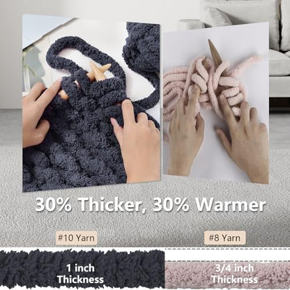 Cozyful Chunky Yarn for Hand Knitting - #10 Chunky Chenille Yarn, Jumbo Big Thick Chunky Yarns for Crocheting, Super Bulky Chunky Knit Blanket Yarns, 8 Skein (22 yds 8 oz Each Skein), Charcoal Grey - color: Charcoal Grey