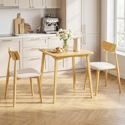 Bamboo Dining Table, Small Kitchen Table for 2, 27.6" Square Dining Tables for Small Space, Easy Assembly, Dinner Table for Dining Room, Living Room, Kitchen, Office(Natural) - color: Natural