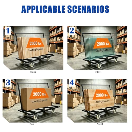 Folding Table Cart Dolly, 1800 LBS Heavy Duty Panel Truck with 4 Swivel Casters, Expandable Foldable Cart with Strap for Plywood, Plasterboard, Warehouse & Party Use