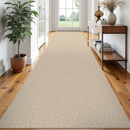 Washable Runner Rug, Non Slip Hallway Runner, 3x18 Ft, Sand/Beige | Washable Braided Runner Carpet Non Slip Rubber Dot Backed, For Hallway, Kitchen, Entryway, Bedroom, Laundry Room, Foyer - color: Sand/Beige, size: 3' x 18' (Rectangular)