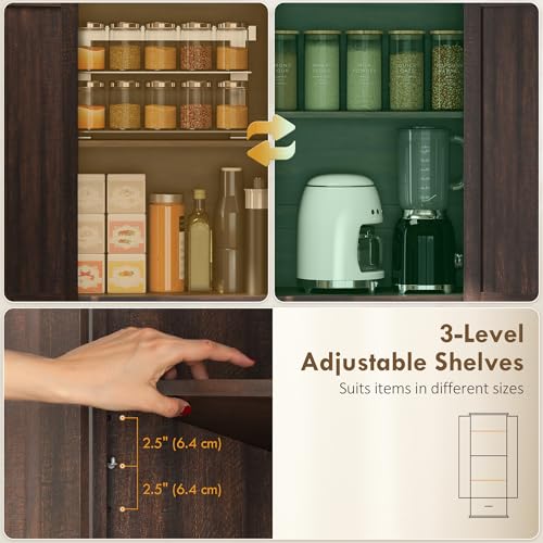 HOMCOM 71" Tall Kitchen Pantry Storage Cabinet Barn Doors Drawer Brown | Farmhouse, Adjustable Shelves, Freestanding Food Pantry Cabinet, for Kitchen, Dining Room - color: Brown