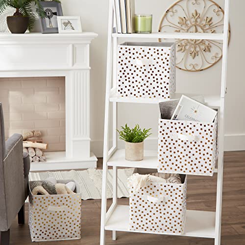 DII Woven Polyester Storage Bin, Polka Dot, White & Gold, Small Set of 4 - color: White & Gold, size: Small Set of 4, 11x11x11" Cube