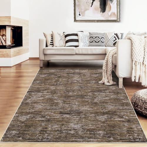Bedroom Rug 3x5 Washable Rug for Living Room Small Entryway Carpet with Rubber Backing Stain Resistant Dining Room Throw Mat Modern Solid Color Area Rug for Bedside Kitchen, Brown - color: Brown, size: 3' x 5' (Rectangular)