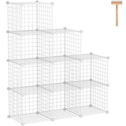 C&AHOME Wire Cube Storage, 9-Cube Organizer Metal, Wire C Grids Storage, Storage Bins Shelf, Modular Bookshelf, Closet Cabinet Ideal for Home, Living Room, Office 36.6”L x 12.4”W x 48.4”H White | Storage Bins Shelf, Modular Bookshelf Units, Closet Cabinet