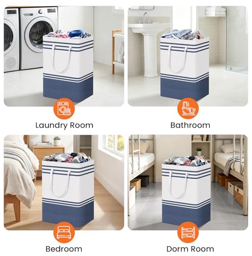 TranquilRelax 3-Pack Laundry Basket, Laundry Hamper, Blue-75L | Freestanding＆Water-Resistant Laundry Hamper, Collapsible Tall Clothes Hamper with Carry Handles for Clothes, Laundry Basket - color: Blue, size: 75L