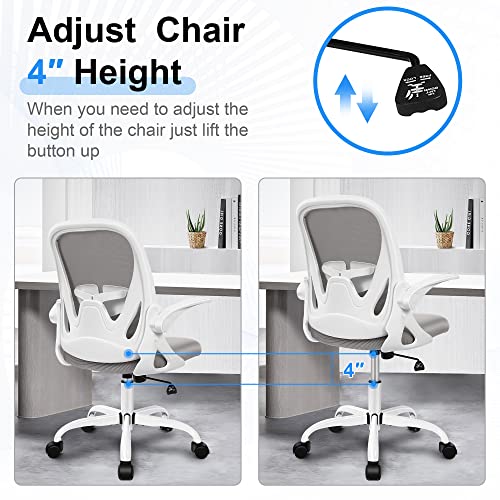 Office Chair Ergonomic Desk Chair with Adjustable Lumbar Support and Height, Swivel Breathable Desk Mesh Computer Chair with Flip up Armrests for Conference Room（Gray） - color: Grey