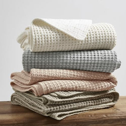 Levtex Home Mills Waffle Twin Bedspread Set (84x104in) with 1 Pillow Sham (26x20in) - Taupe - Cotton Waffle Twin Size Bedspread Set - Lightweight, Soft, Pre-Washed - color: Taupe, size: Twin Bedspread
