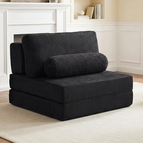 49" Foldable Modular Studio Couch, Space Saver Bed with High Density Foam, Sofa Individual with Creative Shape for Apartment Leisure Scenes, Black - color: Black