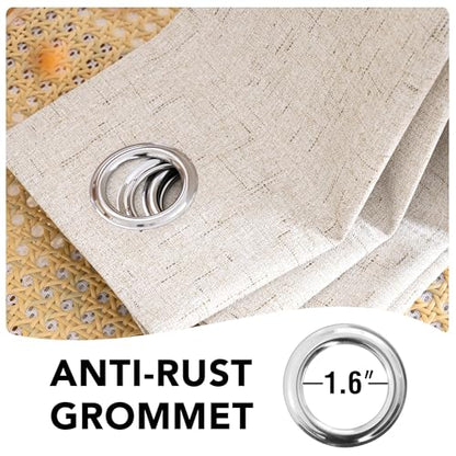 H.VERSAILTEX Blackout Curtains Linen Curtains 120 inches Long 100% Black Out Curtains for Bedroom Windows, Textured Linen Look Draperies Grommet with White Liner, 2 Panels, Natural - color: Natural, size: 52"W x 120"L (Pack of 2)
