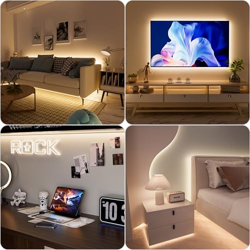PAUTIX COB LED Strip Light 6.56ft/2m, 640LEDs 1200lm Dimmable 5V USB LED Strip White 4000K CRI90+ TV Backlight,USB Powered Flexible Under Cabinet LED Tape Light for Bedroom,Kitchen,Home DIY Lighting - color: 4000K, size: 6.56 ft