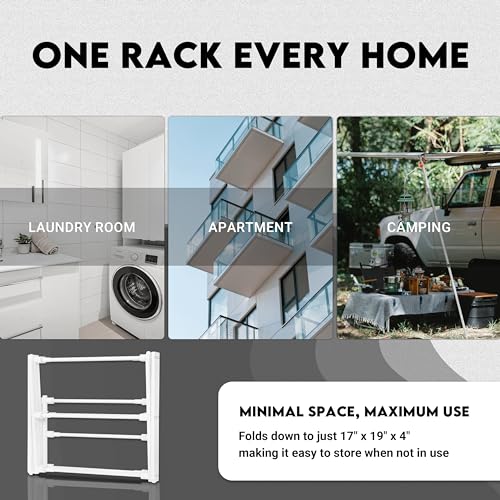 ZOES HOMEWARE 2026 Enhanced Clothes Drying Rack | Foldable Drying Rack Clothing for Laundry | Small Collapsible Portable Dryers for Laundry | Use for Indoor & Outdoor | White 37.5"x29"x12" | 2026 Enhanced Small Collapsible Portable Dryers for Laundry | Us