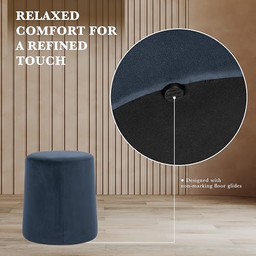 HomePop 17" Organic Shape Ottoman - Blue Velvet - color: Blue Velvet