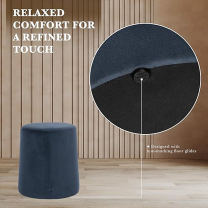 HomePop 17" Organic Shape Ottoman - Blue Velvet - color: Blue Velvet