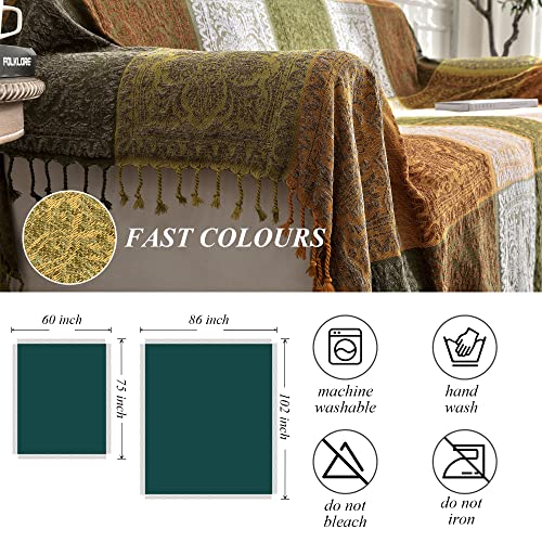 Boho Throw Blanket, Bohemian Tassels Throw Blankets for Bed Couch Soft Chair， Chenille Fringe Tassels (New Green, Large 86 * 102Inches) - color: New Green, size: Large (86 x 102 in)