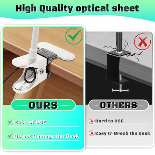 10X Magnifying Glass with Light, Clip on Mganifier with Light, 48 LED Desk Magnifying Glass wtih Clamp, 3 Modes Dimmable Magnifying LED Lamps for Bed Work Crafts DIY Repair White - color: White