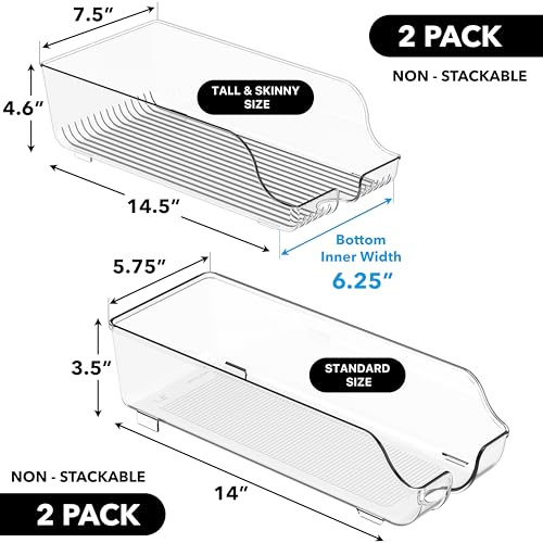 Simple Houseware 4-Pack Assorted Can Organizer for Refrigerator/Pantry | Clear, Set of 4 - size: 4 Pack, style: Mixed