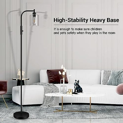 Dimmable Floor Lamp, Standing Lamp with Glass Lampshade, 6W LED Bulb Included, Modern Standing Lamp, Bright LED Lamp for Living Room and Bedroom, Office - color: Clear Glass