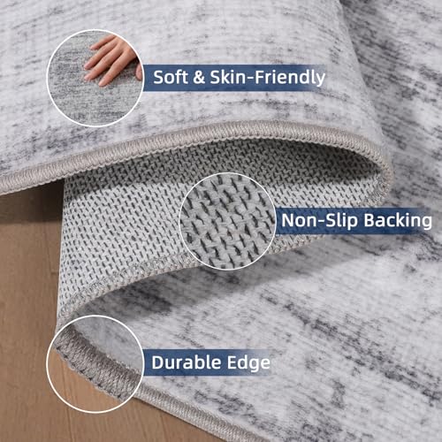 Hallway Runner Rug 3x6 - Washable Kitchen Rugs Non Slip，Stain Resistant Entryway Rug Runner Abstract Soft Runners for Hallways，Dining Living Room Bedroom - color: Grey, size: 3' x 6' (Runner)