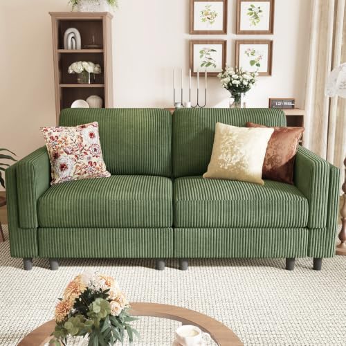 KKL Loveseat Sofa Couch for Living Room, Modular Sectional Small Couch | Comfy Living Room Chair with Deep Seat, 2-Seat Sofa Chair for Apartments Dorms Offices - color: Green, size: Loveseat
