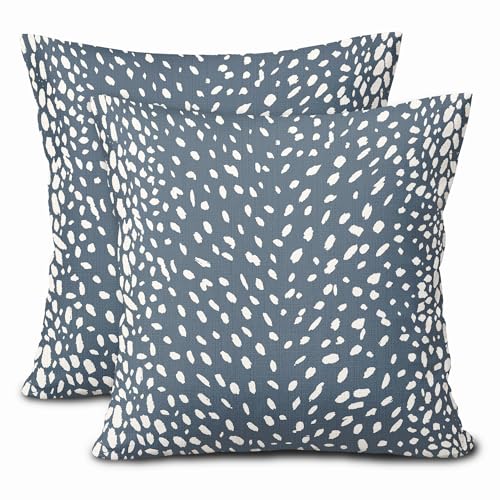 Antelope Gray Blue Pillow Covers 20X20 Inch Neutral Animal Faux Fawn Decorative Pillow Cases Modern Euro Cotton Linen Throw Pillows Set of 2 Farmhouse Home Decor for Sofa Couch Porch Outdoor - color: 3-gray Blue, size: 20" x 20" (Pack of 2)