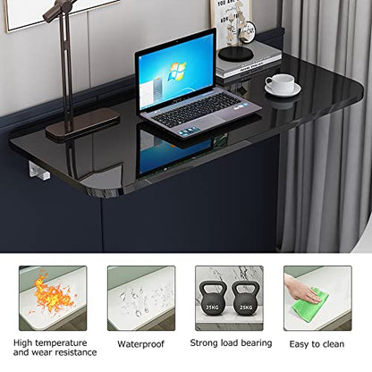 Laundry Folding Table, fold down table, Wall Mounted Folding Table, Folding Kitchen Table, laundry room folding station, Laundry Table Foldable With Bracket , Wall Shelf Computer Desks Workstations ( - color: Black, size: 60*30cm/24*12in
