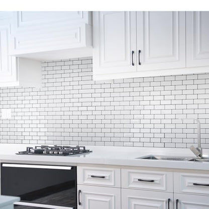 Art3d 10-Pack Subway Peel and Stick Backsplash, Warm White with Black Grout | 12 x 12 Inch, Strong Adhesion, Lightweight, Cuttable, Waterproof, Crack Resistant, for Kitchen Wall, Ideal for Recently Moved - color: Warm White With Black Grout