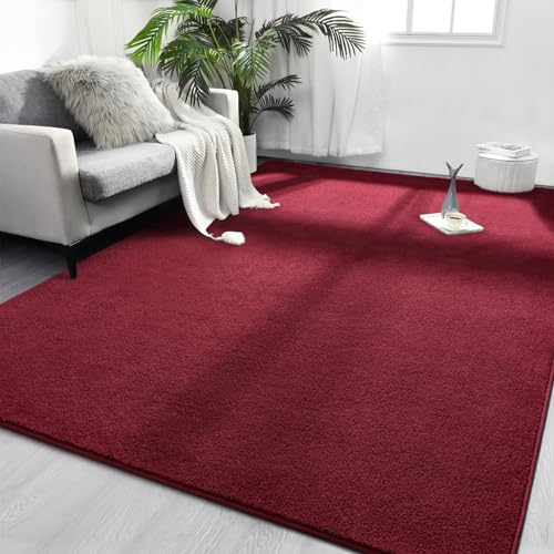 FlyDOIT Area Rugs for Bedroom Living Room, 4x6 Rose Red Super Soft Comfy Thickened Memory-Foam Indoor Carpets, Modern Aesthetic Minimalist Carpet for Boys Girls Adults Apartment Nursery Home Décor - color: Rose Red, size: 4' x 6' (Rectangular)