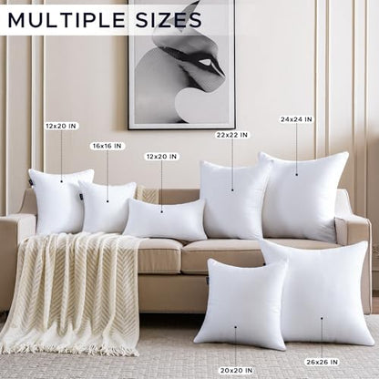 12 x 20 Pillow Insert Set of 4 Down Alternative Throw Pillow Inserts Small Lumbar Decorative Pillow White Rectangle Pillows Stuffing for Living Room Couch Bed Sofa Interior Cushions - size: 12 X 20 Inches Set of 4