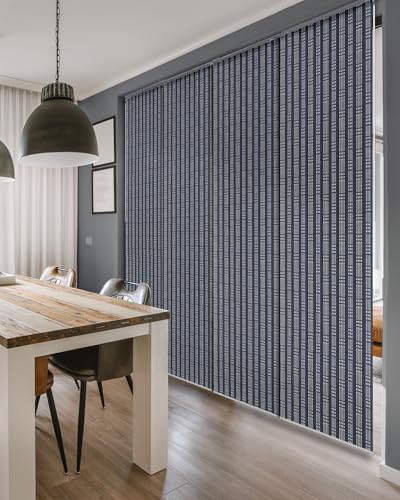 Deluxe Vertical Blinds Blue 45.8"-86" x 96", Blue Grotto | Deluxe Designer Blue Panel Blinds for Patio Doors and Room Dividers with Extendable Track and Trimmable Panels - color: Blue Grotto