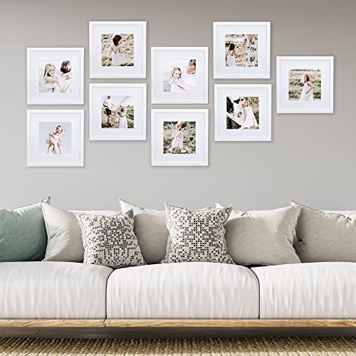 Sheffield Home 9 Piece Gallery Wall Frame Set, 12x12 Inch, White - color: White, size: 12x12 Inch