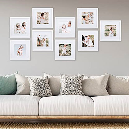 Sheffield Home 9 Piece Gallery Wall Frame Set, 12x12 Inch, White - color: White, size: 12x12 Inch