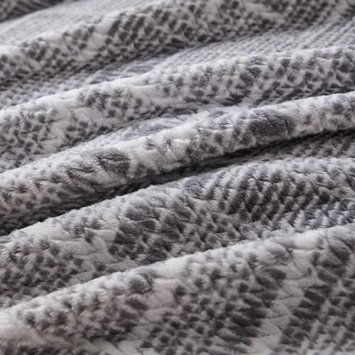 COOVA Fleece Bed Blanket Twin Size, Super Soft and Cozy 3D Jacquard Warm Blankets, Lightweight and Fuzzy Throw for Couch, Sofa, Chair, Giftable (Light Grey, 60"x80") - color: Graphite Light Grey, size: 60"x80"