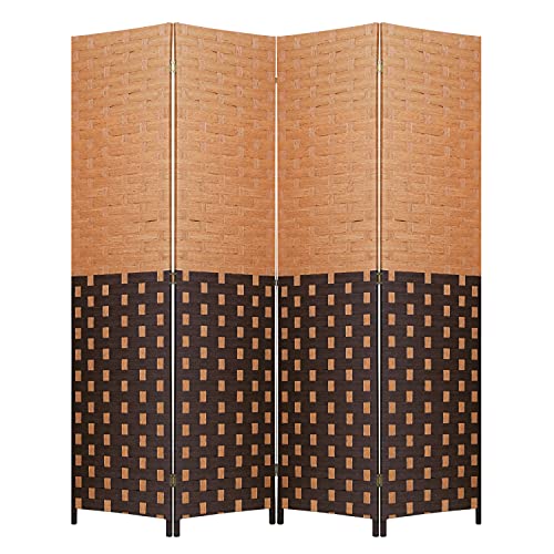 Room Divider 6FT Wall Divider 4 Panels Wood Mesh Hand-Woven Design Room Screen Divider Indoor Folding Portable Partition Screen, CM - color: CM, size: 4 Panel