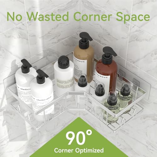Shower Shelf Corner, Adhesive Shower Caddy Rustproof, Shower Shelves Corner with Soap Holder, No Drilling Shower Corner Organizer for Dorm, Renters Bathroom, Silver, 3 Pack - color: Silver (3 Pack)