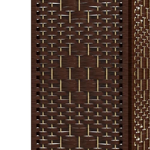 HOMCOM 4 Panel Room Divider, Folding Privacy Screen, 5.6', Brown | Room Separator, Wave Fiber Freestanding Partition Wall Divider - color: Brown, size: 4 Panel