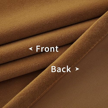 Joydeco Camel Brown Velvet Curtains 63 inch Length 2 Panels, Luxury Blackout Rod Pocket Thermal Insulated Window Curtains, Super Soft Room Darkening Drapes for Living Room Bedroom,W52 x L63 inches - color: Rod Pocket | Camel Brown, size: 52"W x 63"L (Pack