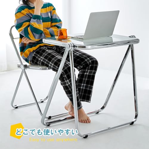 KAIHAOWIN Folding TV Tray Table Acrylic Foldable Table No Assembly Required Tiny Desk for Home Office Side Table Small Computer Desk for Small Spaces (Grey) - color: Grey